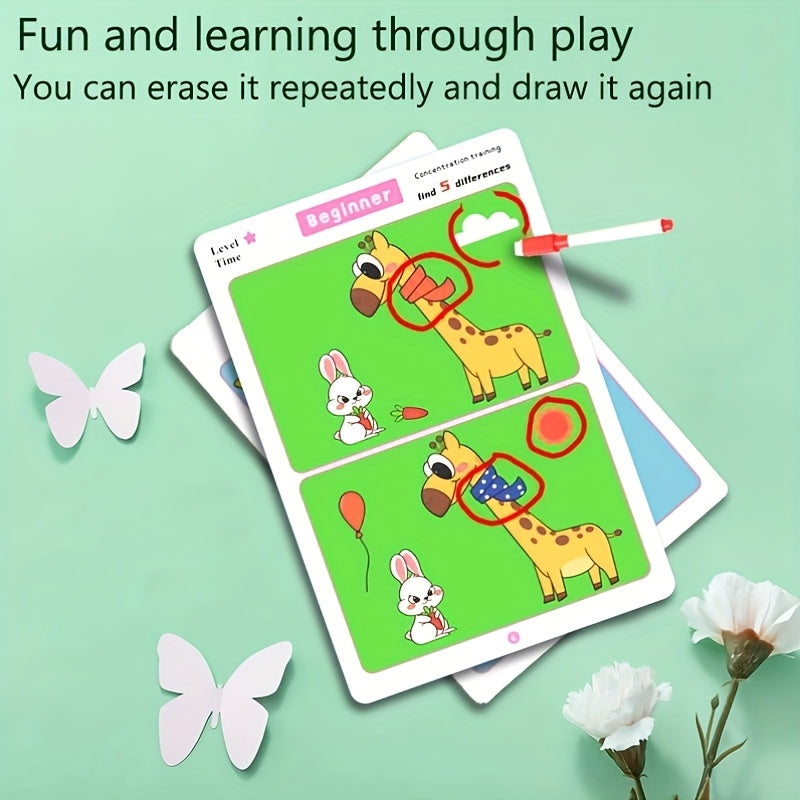 64pcs Jumbo Find the Difference Cards Focus Training Game Flashcards