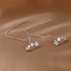 Long Chain Tassel Star Earrings Copper Zircon Jewelry Gift