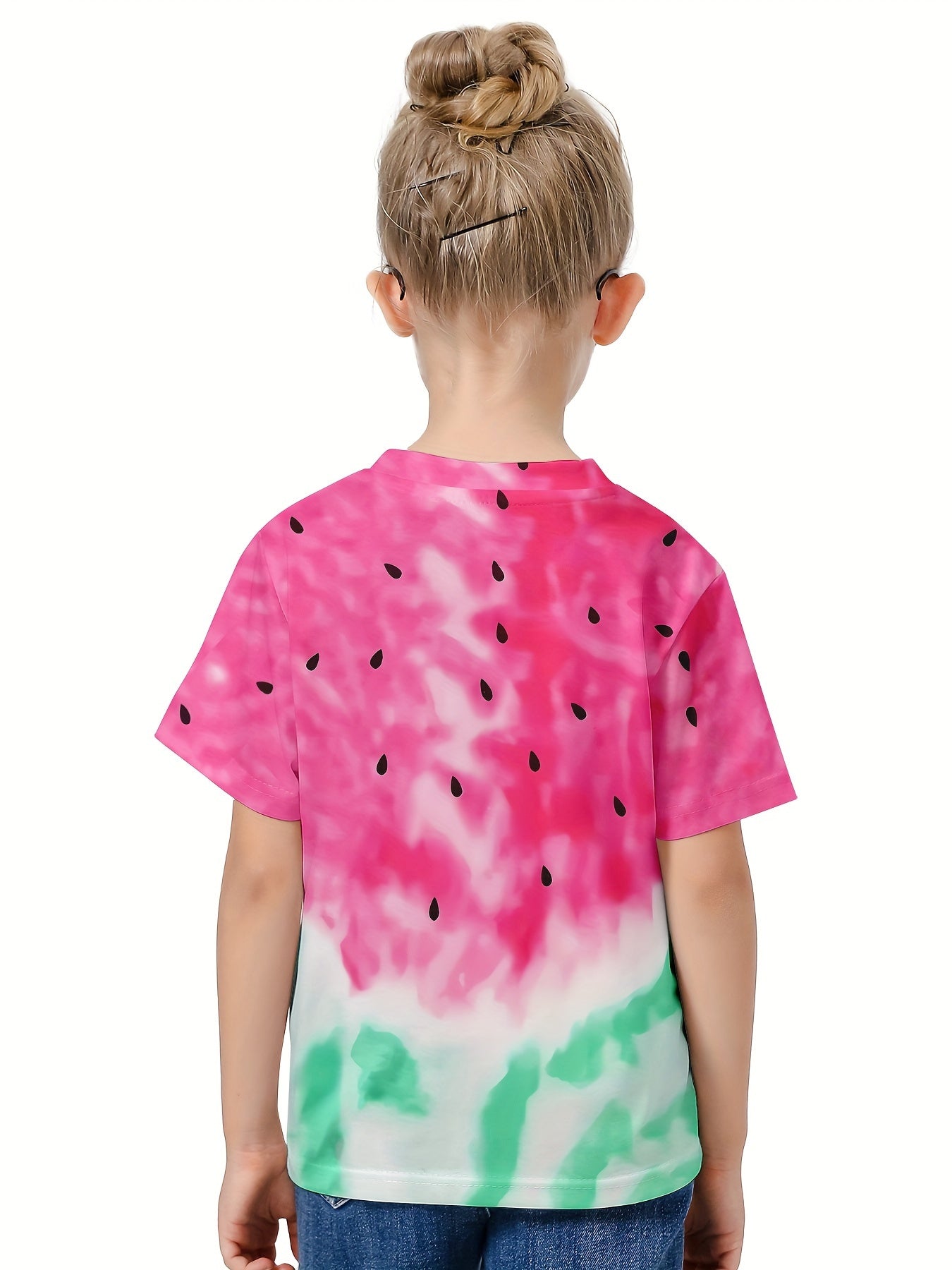 Watermelon Gradient Short Sleeve T shirt Girls Summer Sports Gift