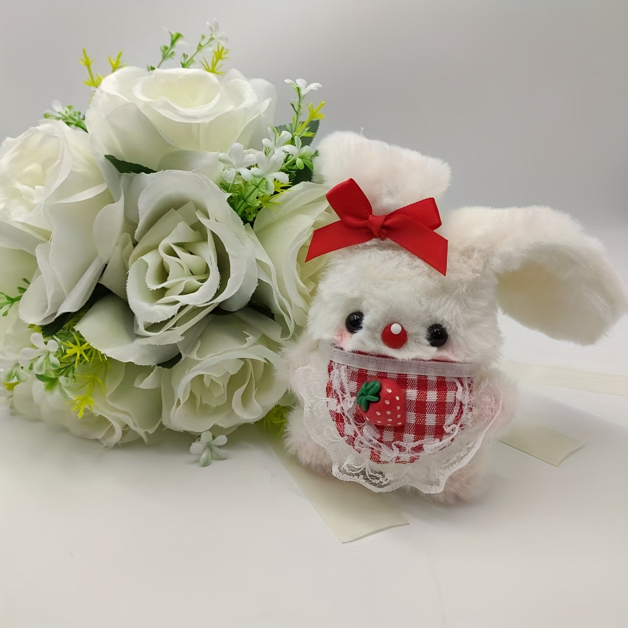 3pcs Rabbit Squeaking Plush Keychain Backpack Decor Dolls