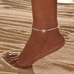 Starfish Beaded Anklet Boho Style Summer Beach Clothing Decoration