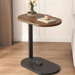 Modern Inlaid Coffee Table with Open Shelves, Metal Legs
