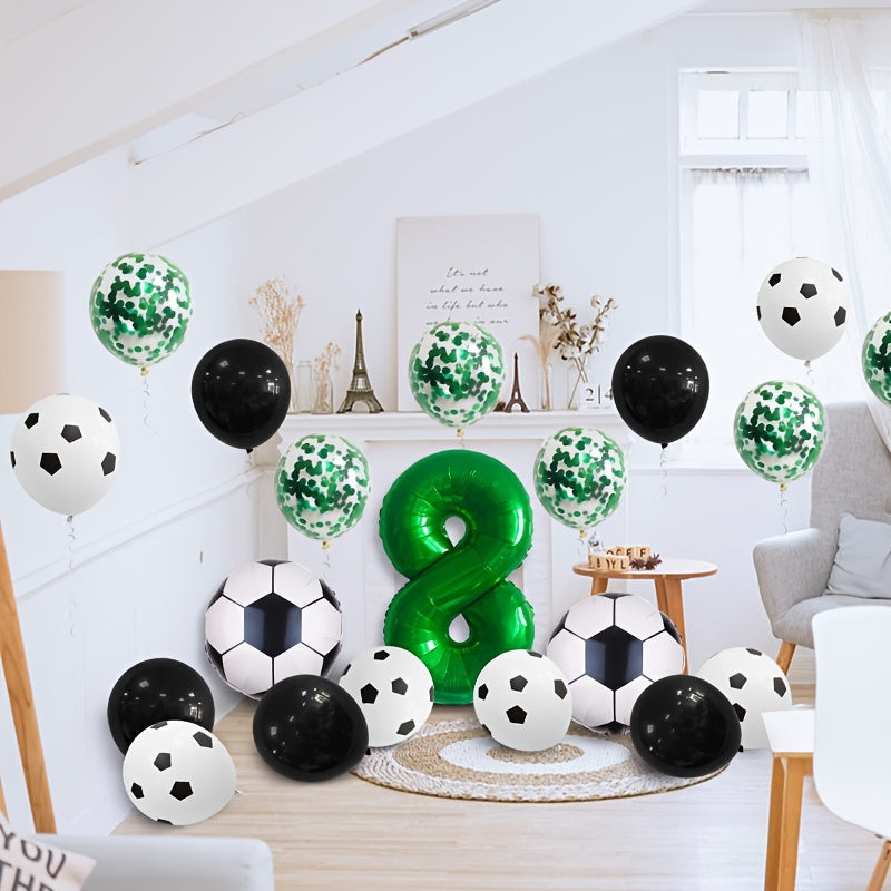 22pcs Football Balloon Set Green 81 28 Cm Number Balloon Sequin Balloon Set