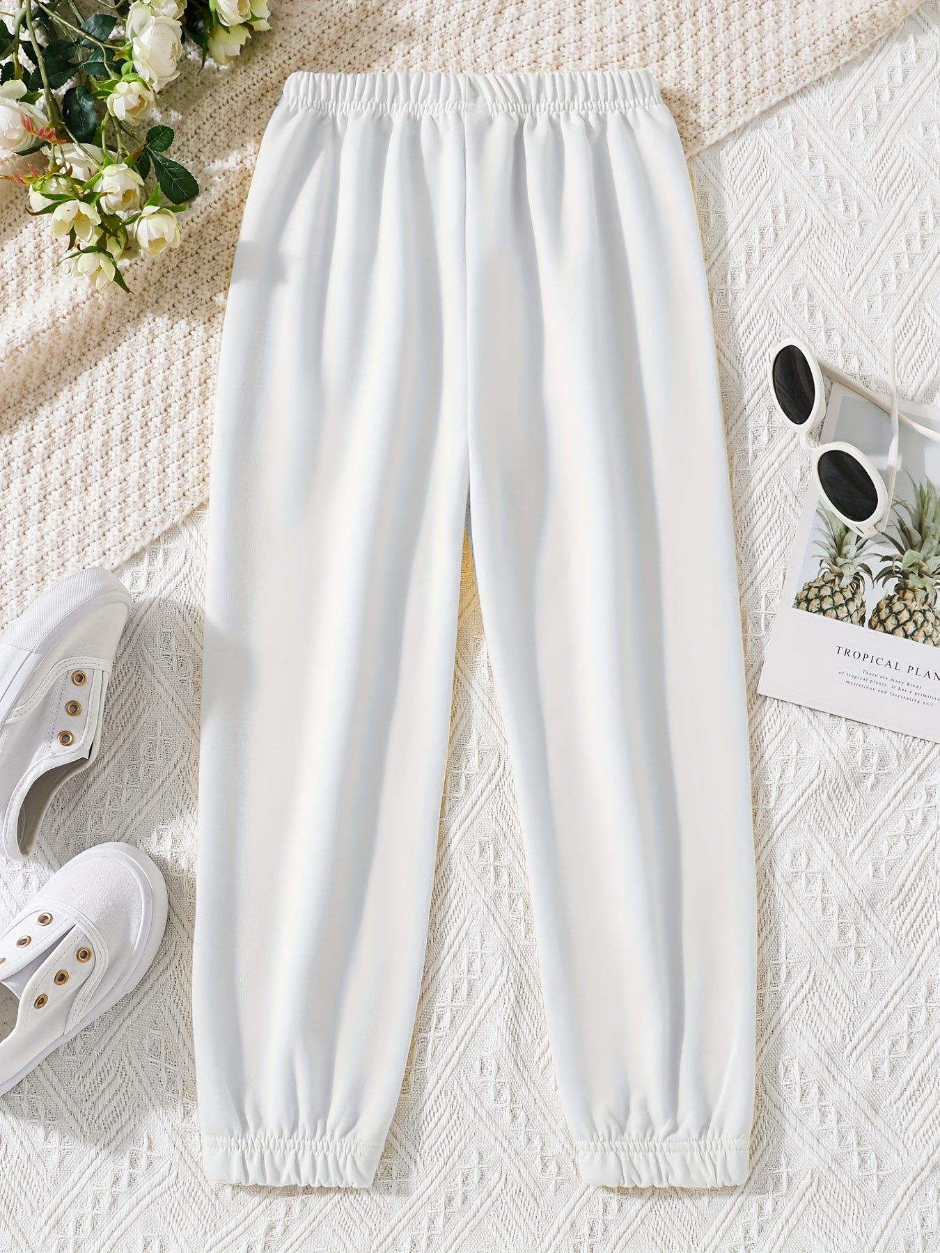 Girls' Casual Letter Print Jogger Sweatpants Loose Fit
