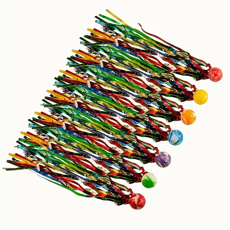 Colorful Elastic Balls with Gold Ribbons for Parent Interaction