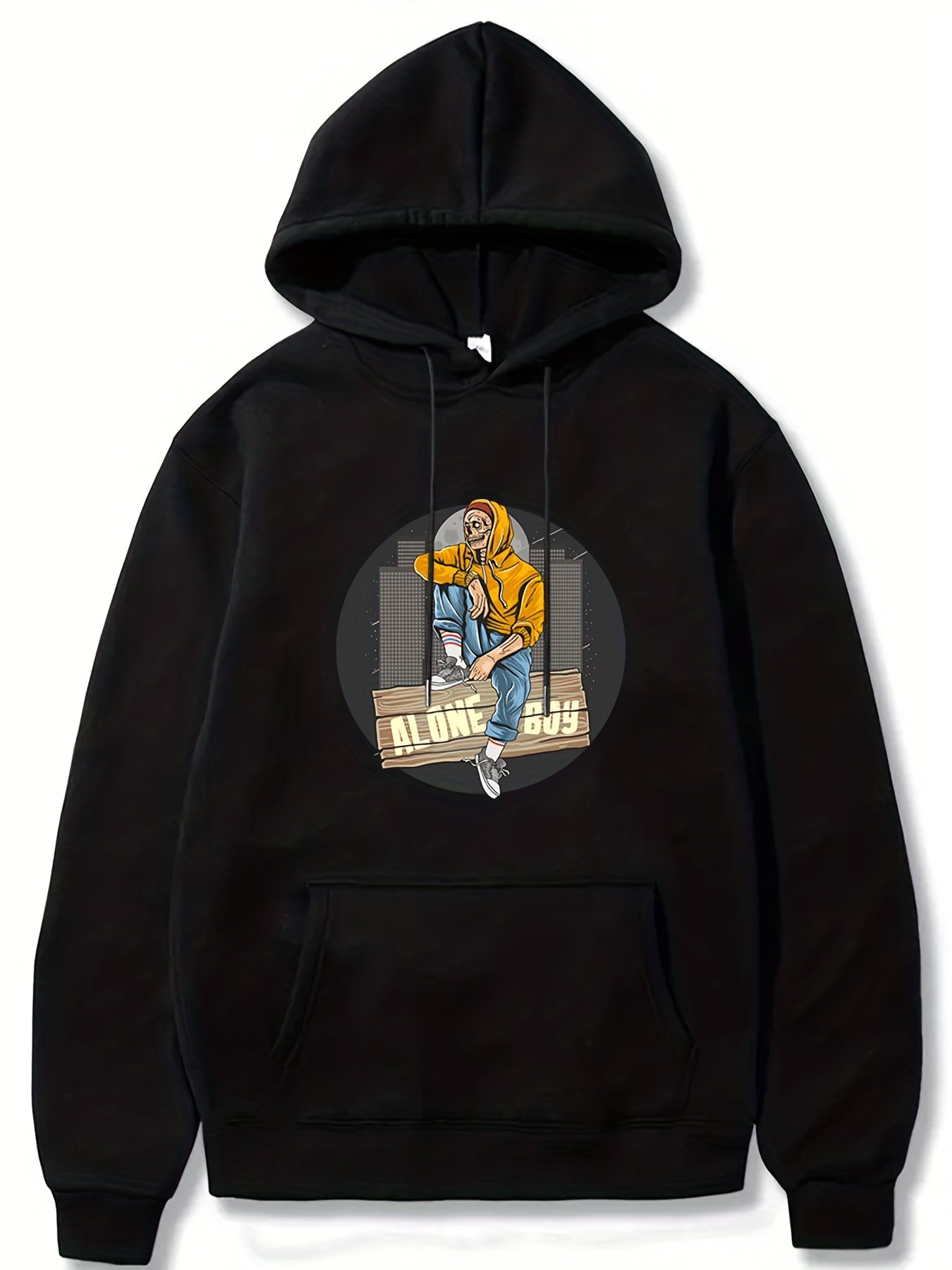 Alone Boy Print Hoodies For Men Graphic Sweatshirt With Kangaroo Pocket
