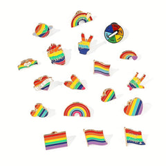 20pcs Random Cartoon DIY Metal Pins for Men Clothes - Seven Rainbow Hair