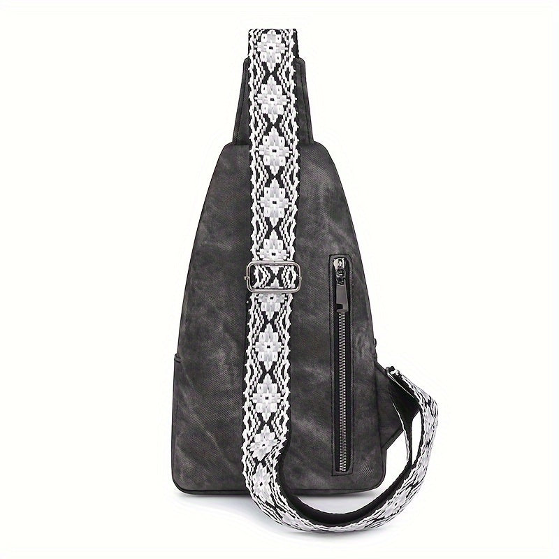 Women's Faux Leather Sling Bag Casual Crossbody Chest Pack