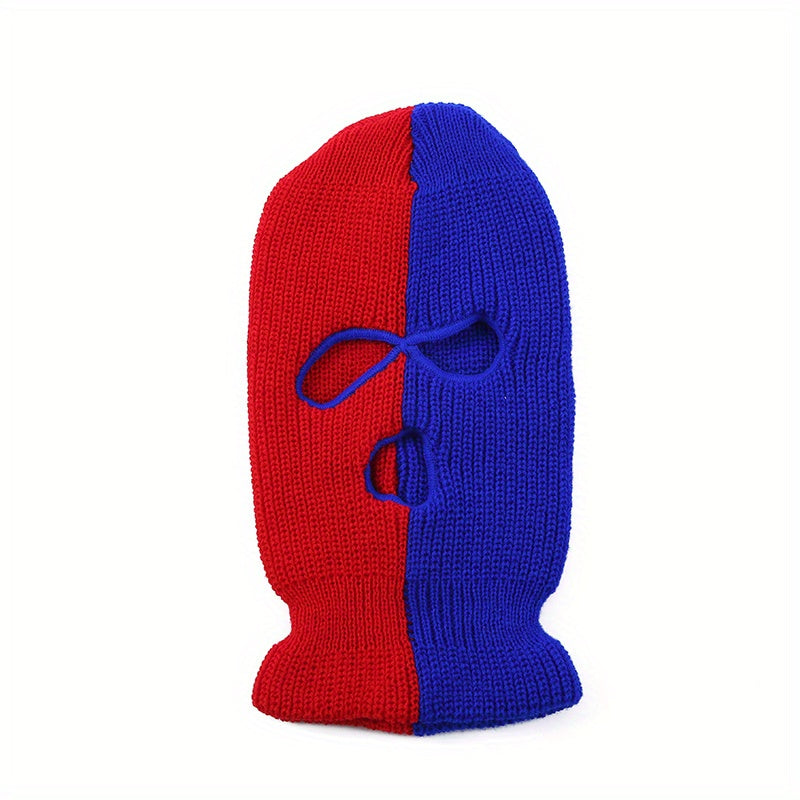 Mens Three Hole Cap Warm Two Knit Cap Cycling Cap