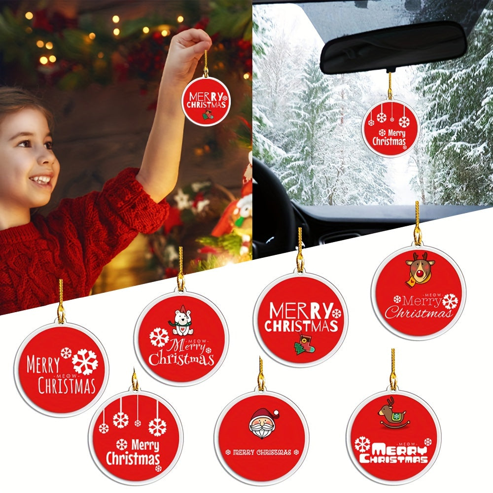 7pcs Christmas Acrylic Hanging Decorations Set - Car Ornaments