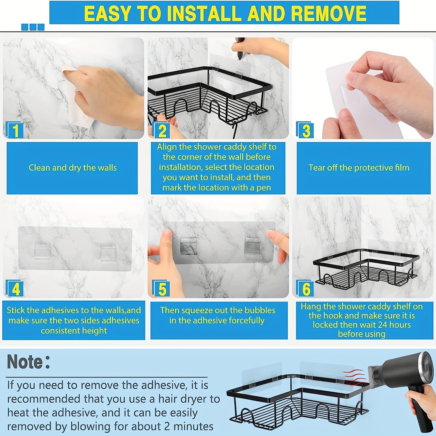 Stainless Steel Corner Shower Caddy with Soap Holder & Canister & Hooks