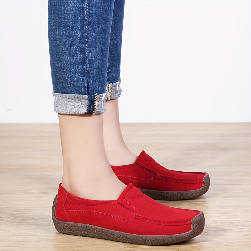 Women's Slip-On Boat Shoes Soft PU Leather Comfortable Walking Flats