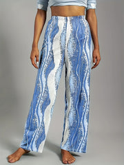 Boho Pants Women's Plus Allover Print High Rise Wide Leg Trousers