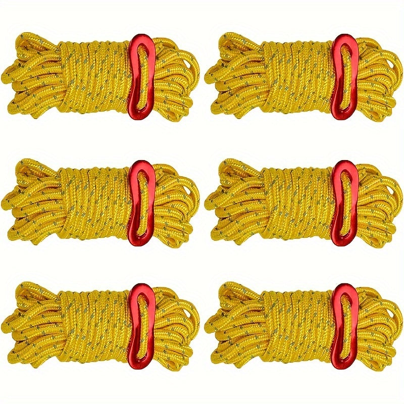 6pcs Reflective Camping Rope with Tensioner for Tarp Camping