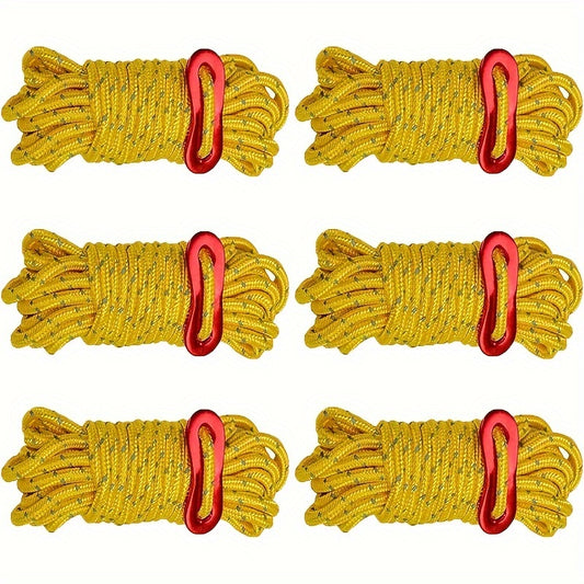 6pcs Reflective Camping Rope with Tensioner for Tarp Camping