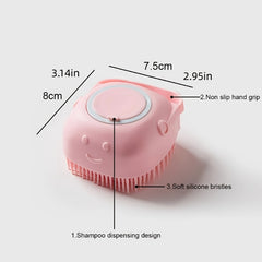 Silicone Pet Bath Brush with Massage & Shower Gel Dispenser