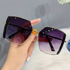 Oversized Gradient Lens Sunglasses Metal Frame UV400