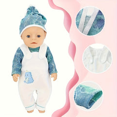 3pcs Outfit Set for 17-18 Inch Dolls: Bear Hat, Pants, Cozy Winter Outfits