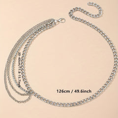 Silvery Layered Metal Waist Chain Hip Hop Metal Chain Belt Dress Girdle