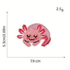 8Pcs Axolotl Iron On Patches Sew On Embroidered Applique Repair Patch DIY Crafts