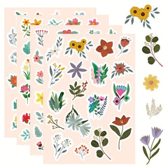 105pcs Flower Stickers Waterproof PVC for Planners Notebooks Cups