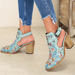 Embroidered & Studded Chunky Heeled Boots
