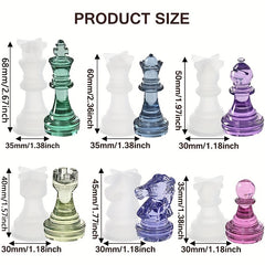 6pcs 3D Silicone Chess Resin Mold for DIY Handicraft Production