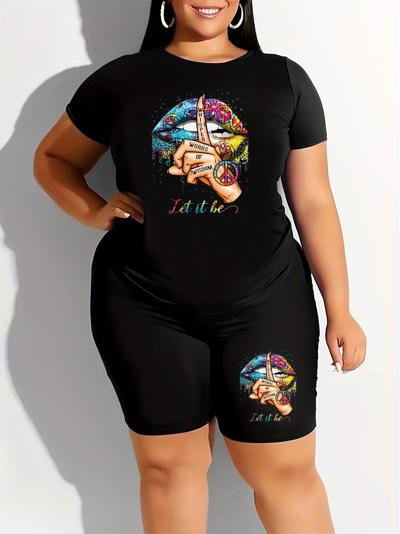  Women's Graphic Print Top & Shorts Set