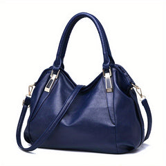 Large Capacity Textured Handbag PU Leather Solid Shoulder Bag Women's