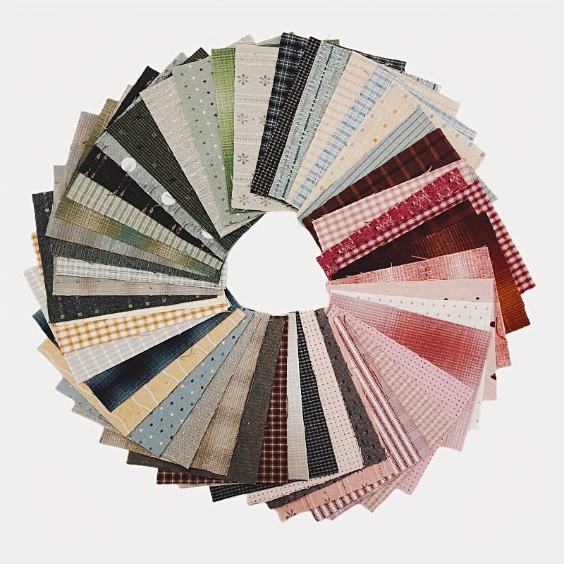50pcs 9 Yarn Dyed Fabric DIY Patchwork Cotton Fabric For Sewing Doll Clothes