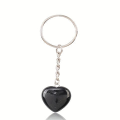Heart Natural Stone Keychain Jewelry Key Ring Purse Bag Charm