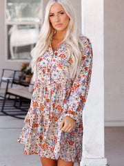  Ditsy Floral Print Boho Dress