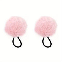 2pcs Colored Velvet Ball Hair Tie Set, No Hair Damage, Hair Rope for Women Girls