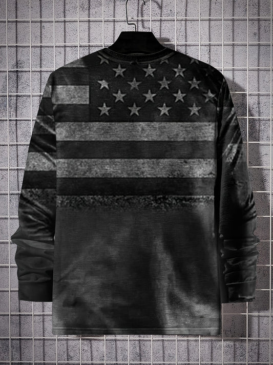 Men's 3D American Flag Long Sleeve T-shirt