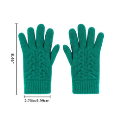 Winter Women's Double Layer Wool Knitted Gloves Plus Velvet Thick