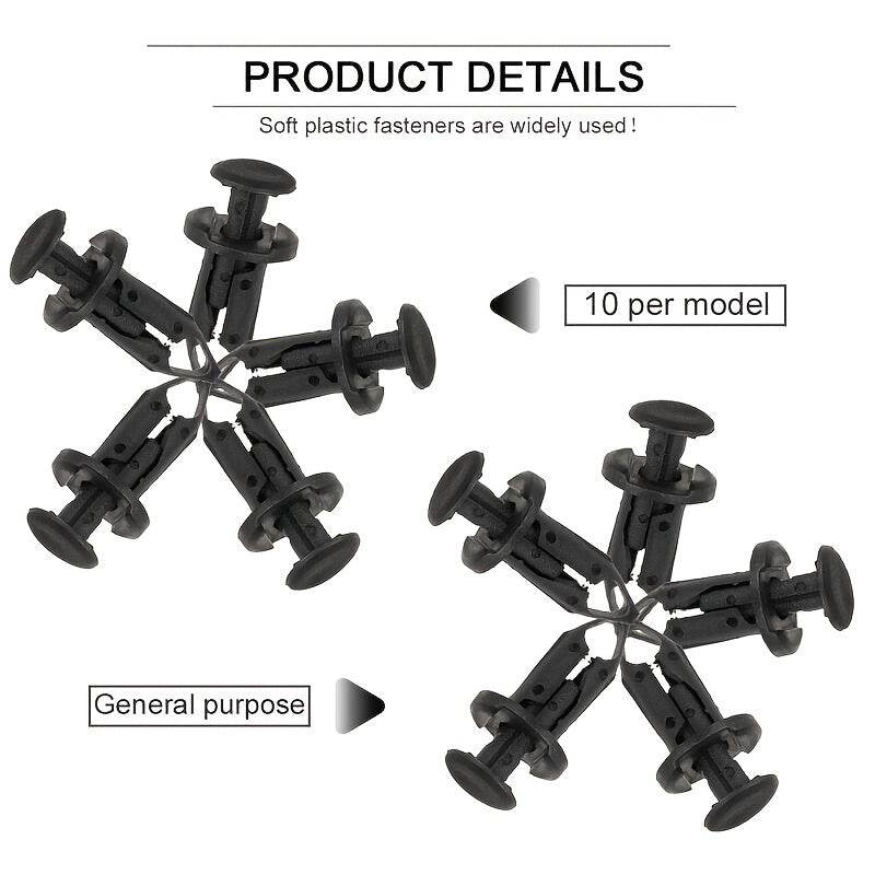 190 Pcs Car Plastic Rivet Fastener Kit for Trim Bumpers & Fenders