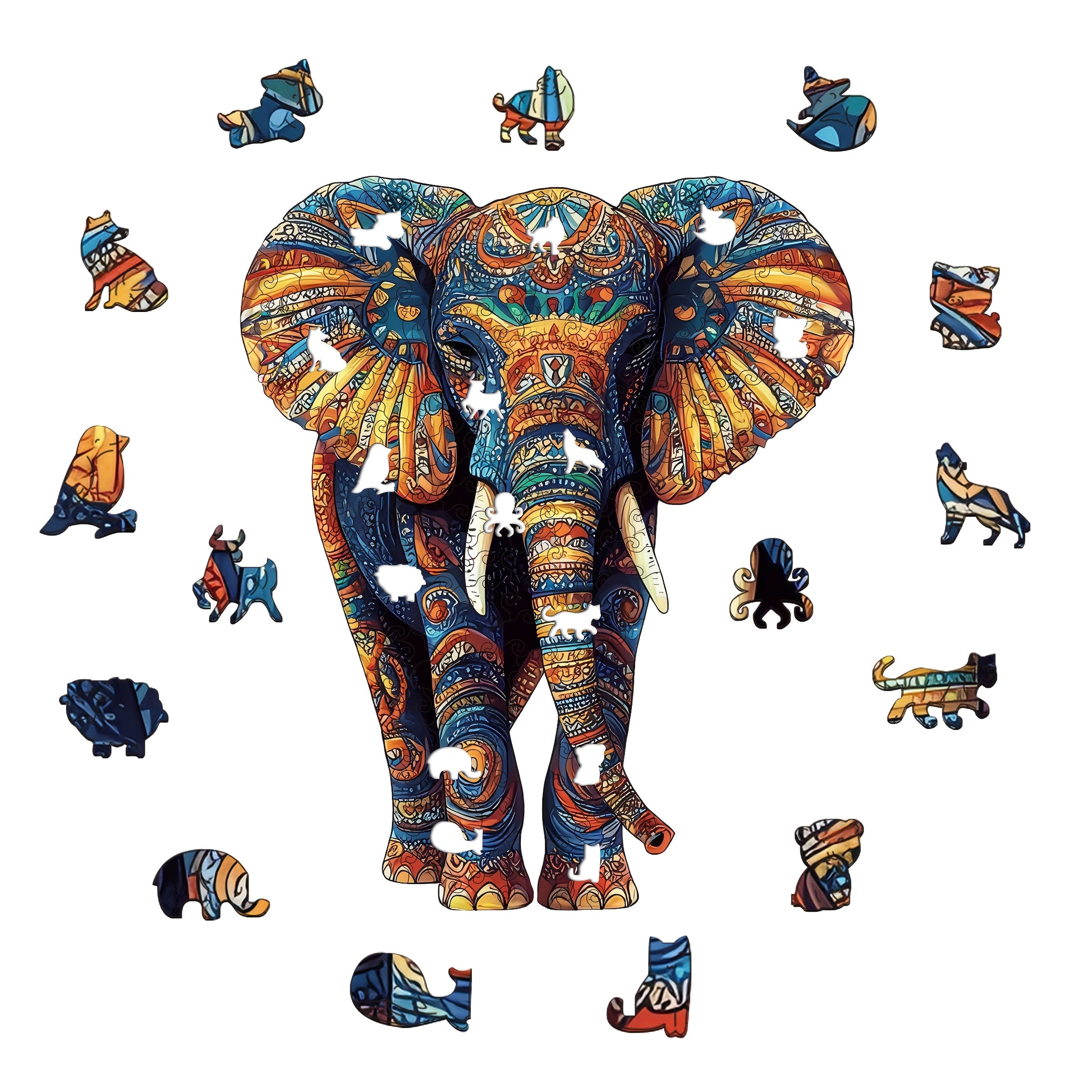 Colorful Elephant Wooden Puzzle Boxed Unique Relax Gift