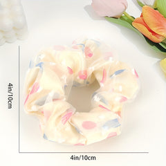 4Pcs Tulle Satin Hair Scrunchies Soft Ponytail Holder