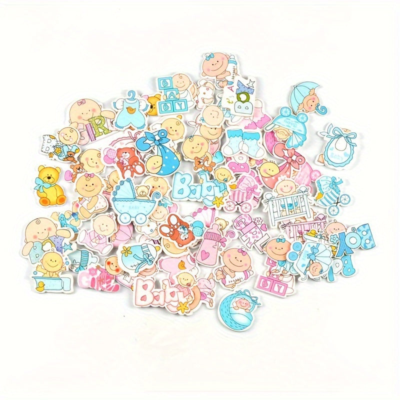 20pcs Pink Painted Print Pattern Wooden Chip DIY Cut Thin Decoration Accessories