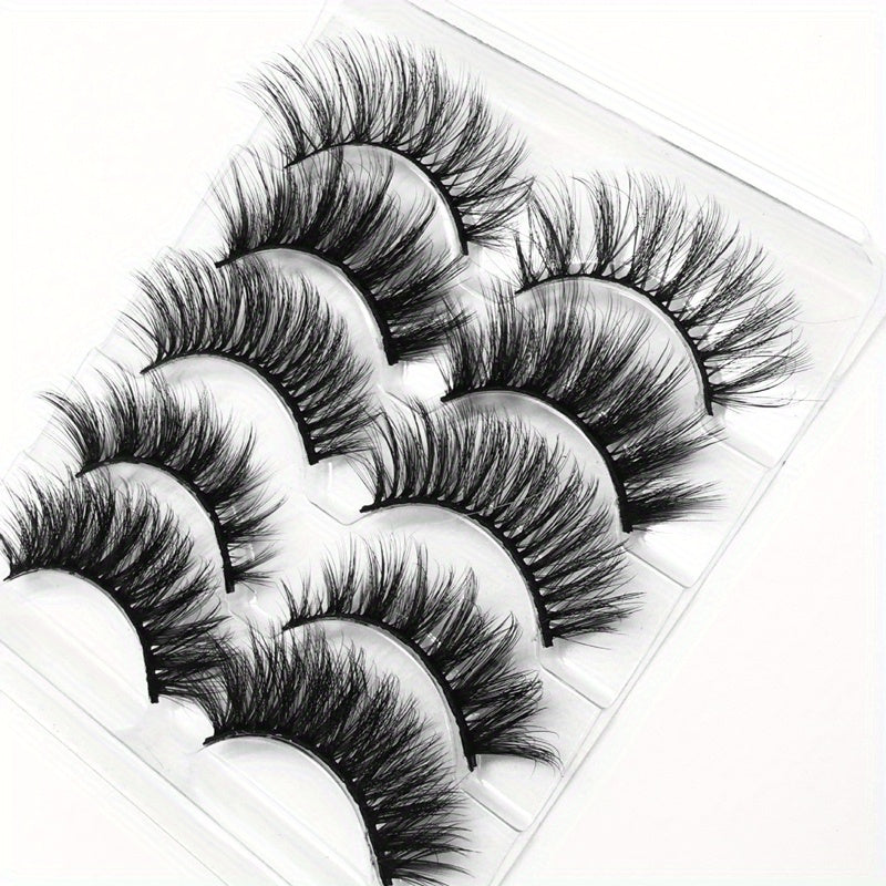 5 Pairs Wispy Fluffy Mink Eyelashes Set Thick Volume False Eye Lashes
