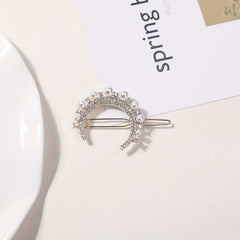 Rhinestone Faux Pearl Barrette Hair Clip for Women Girls