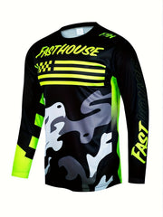 Camouflage Men's Long Sleeve Motorcycle T shirt Quick Drying Outdoor Top