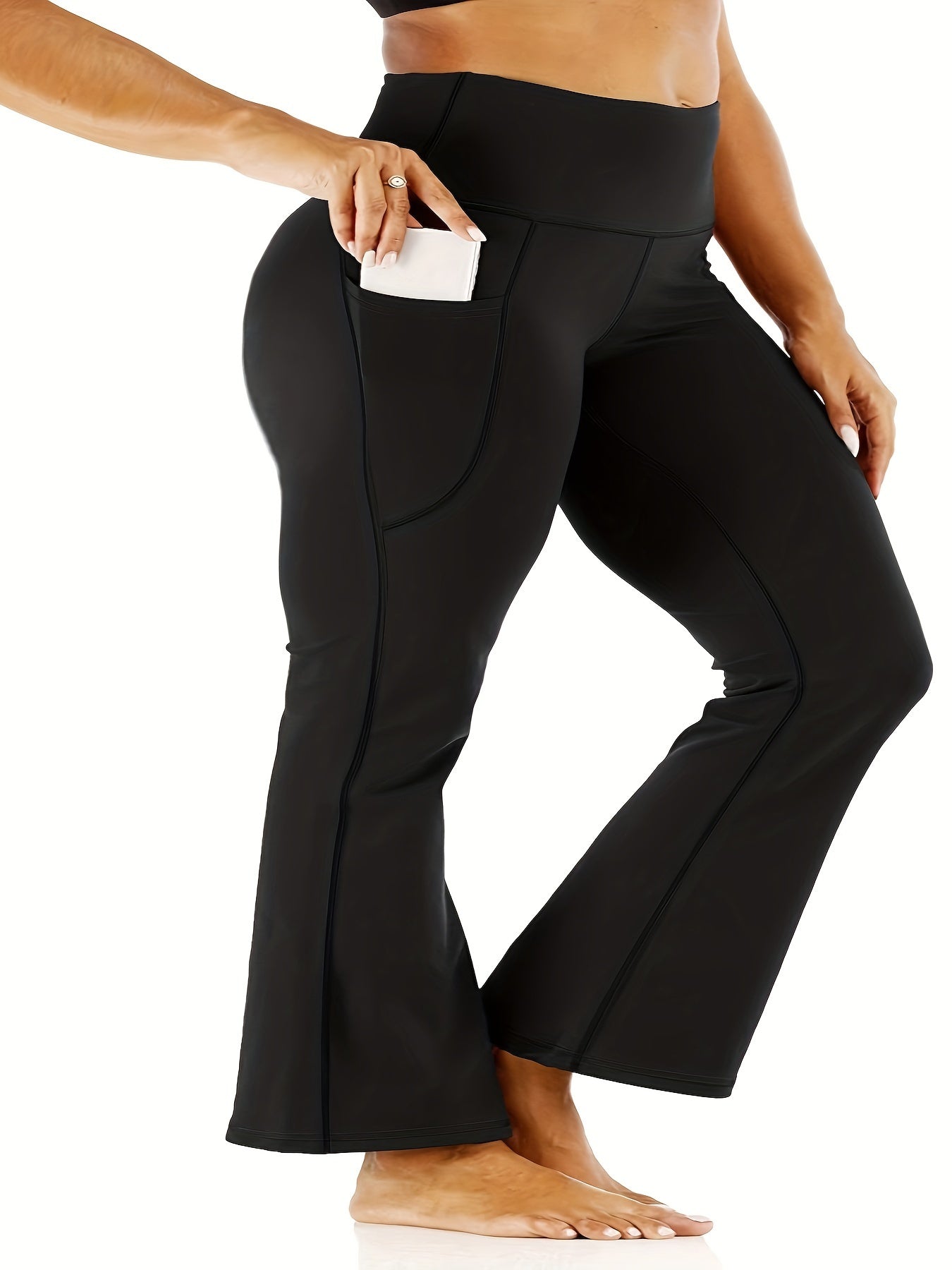  High Rise Flared Leg Yoga Pants with Pockets