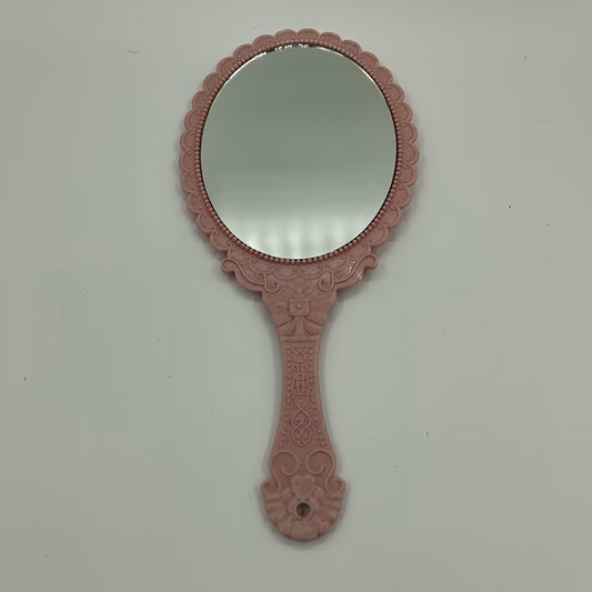 Vintage Handheld Mirror Retro Oval Mirror with Handle for Makeup Travel