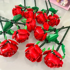 Red Rose Bouquet Small Building Blocks Toy