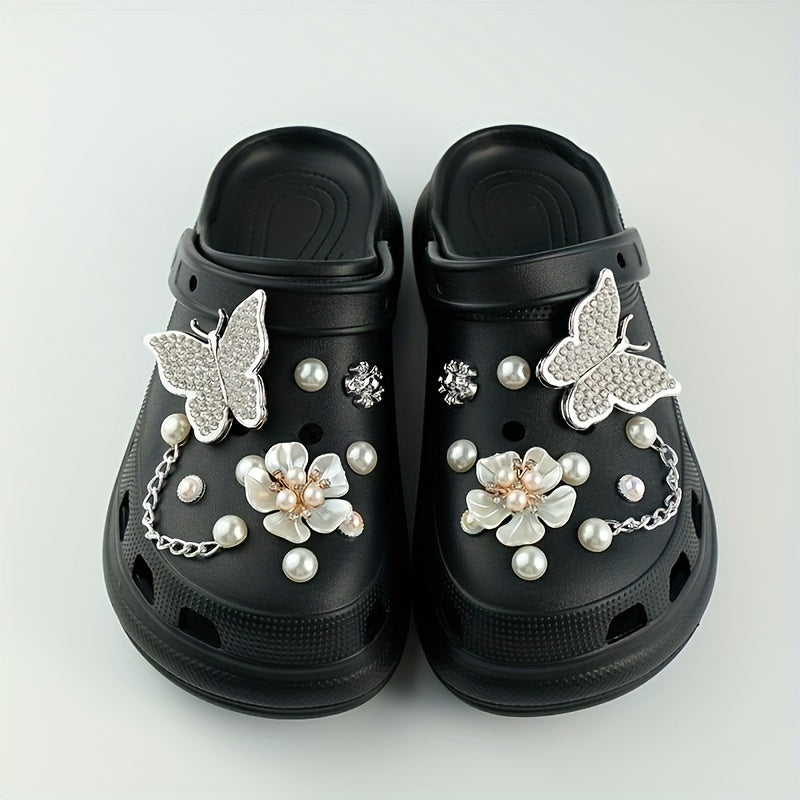 20pcs Shoe Decorations Butterfly Chain Small Flowers for Crocs Gift Party Decor