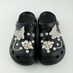 20pcs Shoe Charms Set Diamond Butterfly Flower Pearl Decor