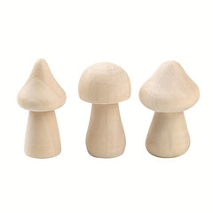 6pcs Kids' Painted Wooden Mushroom Ornaments DIY Educational Doodle Wood