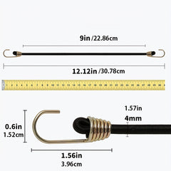 15pcs Heavy Duty Bungee Cords 12in Mini with Hooks - Camping, Cars, Bicycles