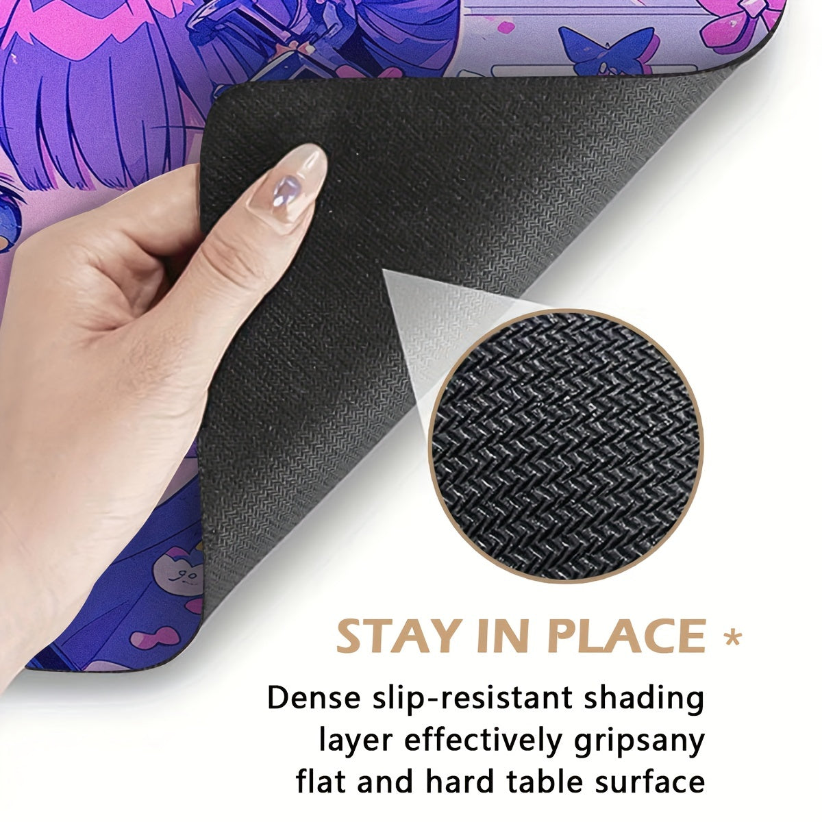 Refreshing Style Rectangular Mouse Pad Animation Purple Girl